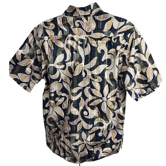 Go Barefoot Vintage Reverse Floral Print Pullover Hawaiian Shirt Large Pocket - Picture 2 of 8